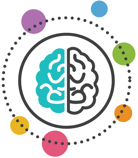 Two halves of a brain with different colors